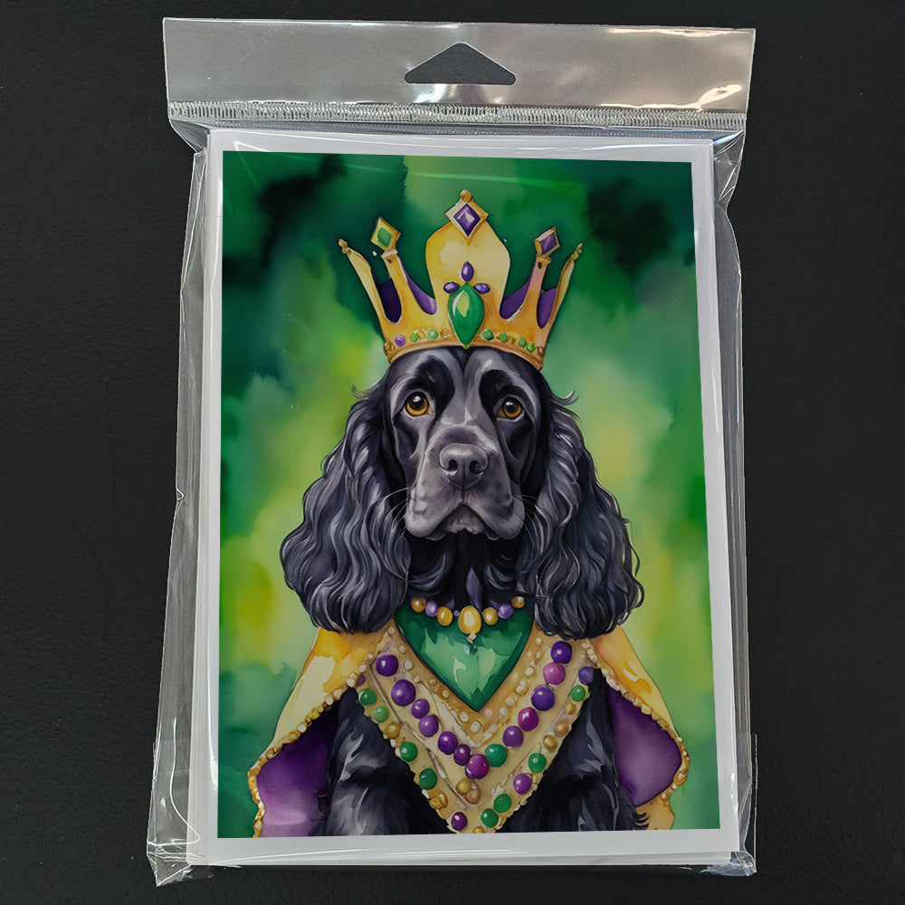 Cocker Spaniel King of Mardi Gras Greeting Cards Pack of 8 Blank Cards with Envelopes Whimsical A7 Size 5x7