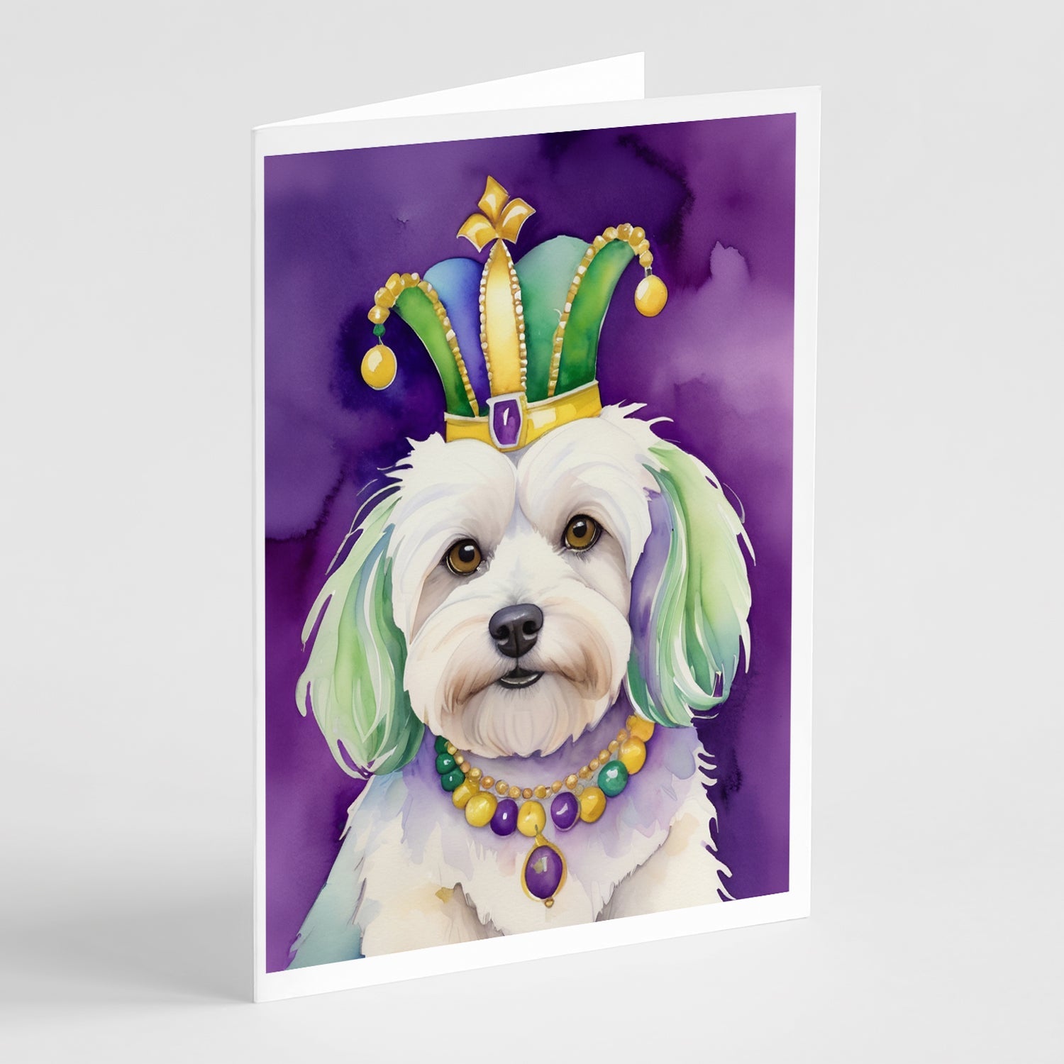 Coton de Tulear King of Mardi Gras Greeting Cards Pack of 8 Blank Cards with Envelopes Whimsical A7 Size 5x7