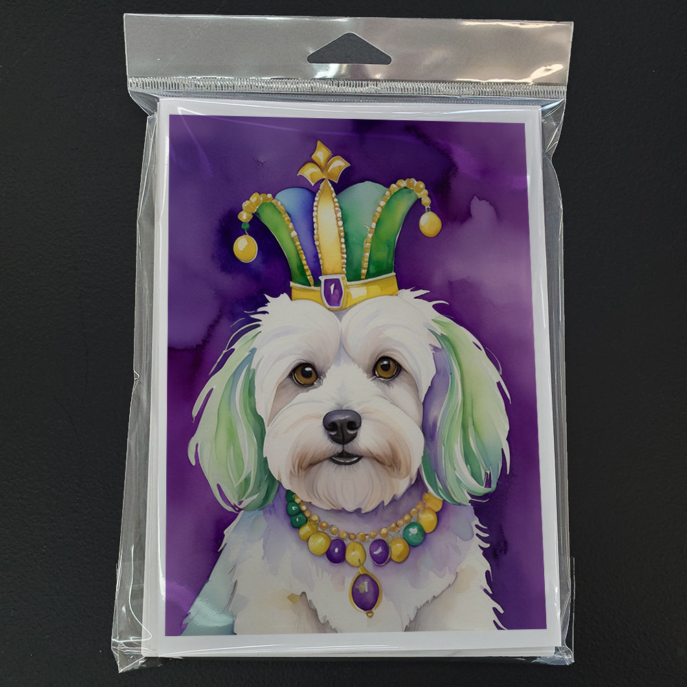 Coton de Tulear King of Mardi Gras Greeting Cards Pack of 8 Blank Cards with Envelopes Whimsical A7 Size 5x7
