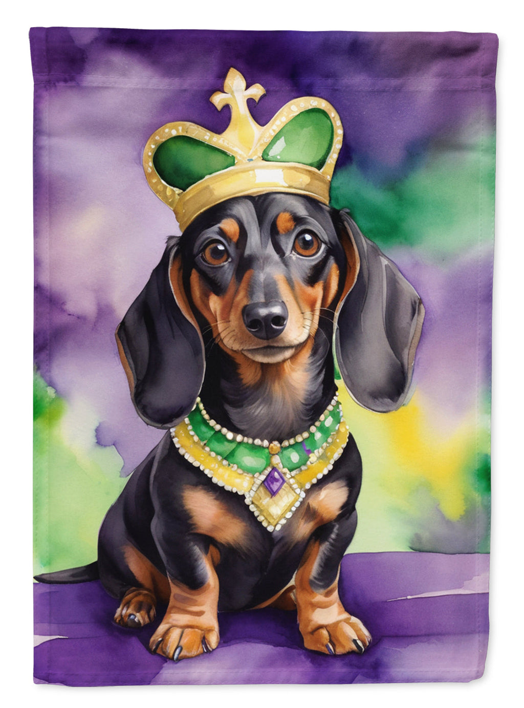 Dachshund King of Mardi Gras Garden Flag Mailbox Decorative Yard Banner Outside Patio Artwork for Flower Beds, Garden Size, Multicolor
