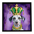 Dalmatian King of Mardi Gras Framed Metal Print Bathroom, Kitchen, Office, Home Decor Wall Art Ready to Hang, Square, 8X8