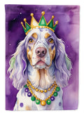 English Setter King of Mardi Gras House Flag 28x40 Porch Sleeve Pole Decorative Outside Yard Banner Artwork Wall Hanging, Polyester