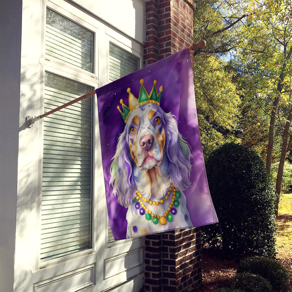 English Setter King of Mardi Gras House Flag 28x40 Porch Sleeve Pole Decorative Outside Yard Banner Artwork Wall Hanging, Polyester