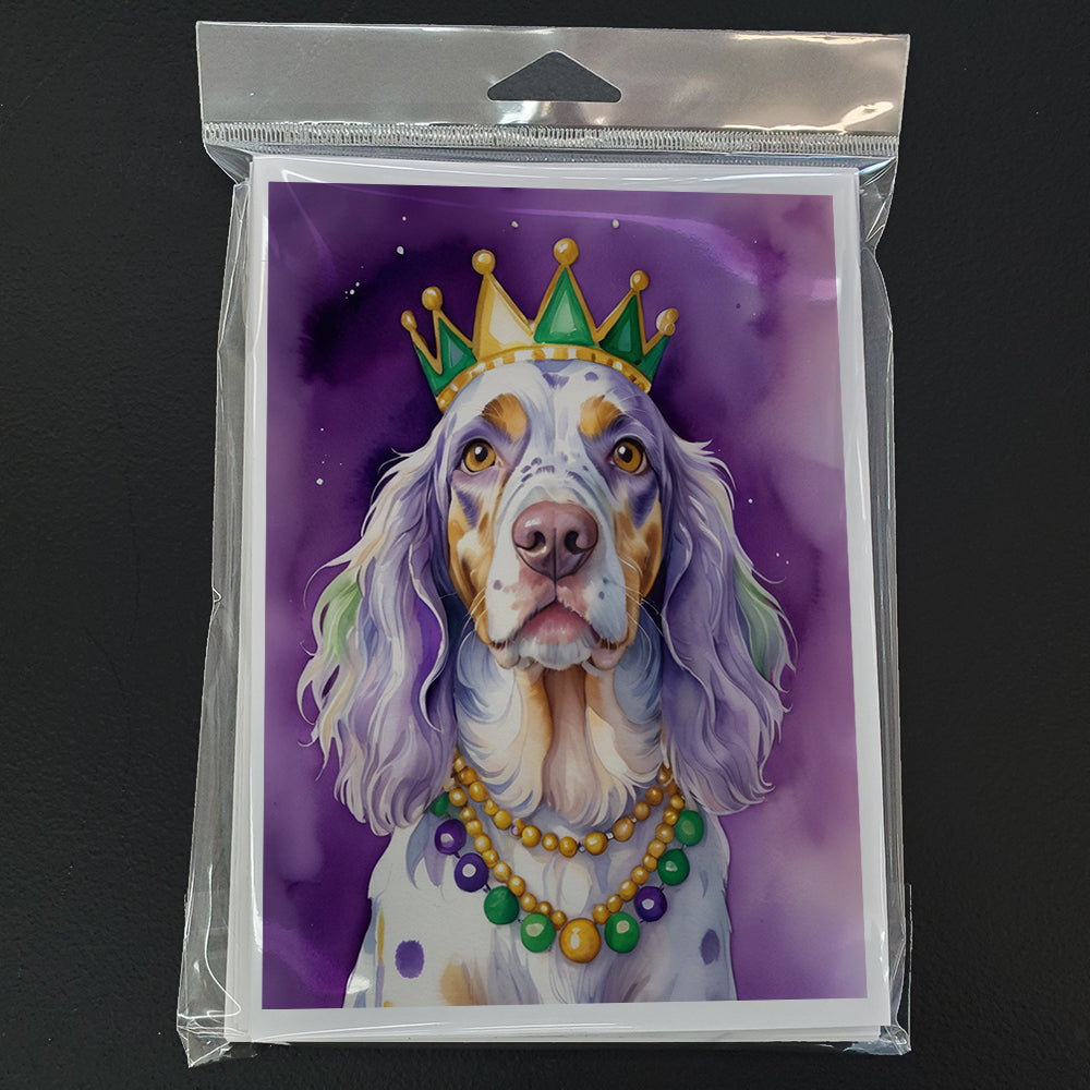 English Setter King of Mardi Gras Greeting Cards Pack of 8 Blank Cards with Envelopes Whimsical A7 Size 5x7