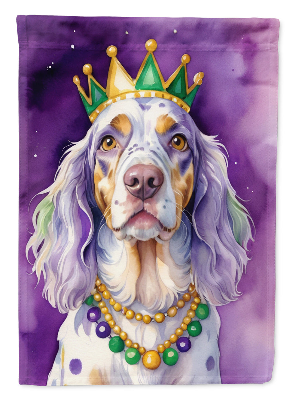 English Setter King of Mardi Gras Garden Flag Mailbox Decorative Yard Banner Outside Patio Artwork for Flower Beds, Garden Size, Multicolor