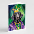 Flat-Coated Retriever King of Mardi Gras Greeting Cards Pack of 8 Blank Cards with Envelopes Whimsical A7 Size 5x7