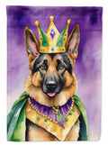 German Shepherd King of Mardi Gras House Flag 28x40 Porch Sleeve Pole Decorative Outside Yard Banner Artwork Wall Hanging, Polyester