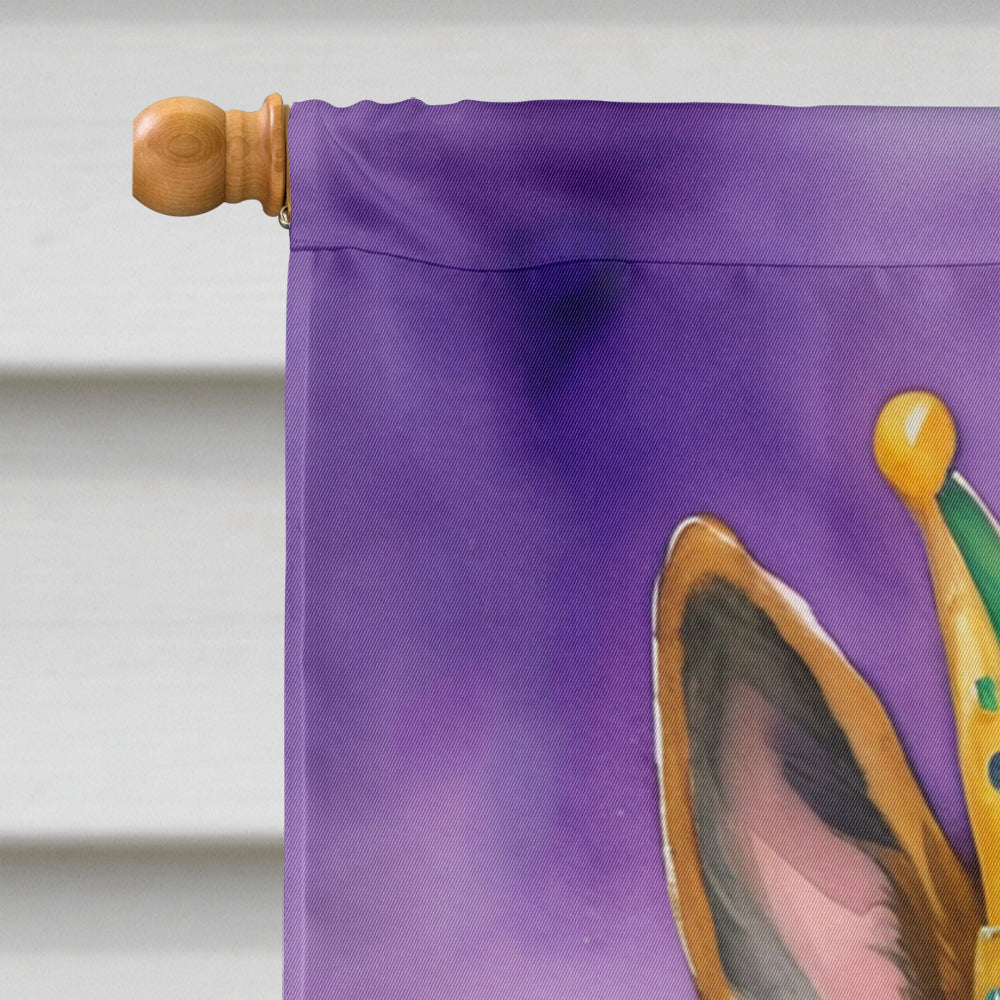 German Shepherd King of Mardi Gras House Flag 28x40 Porch Sleeve Pole Decorative Outside Yard Banner Artwork Wall Hanging, Polyester