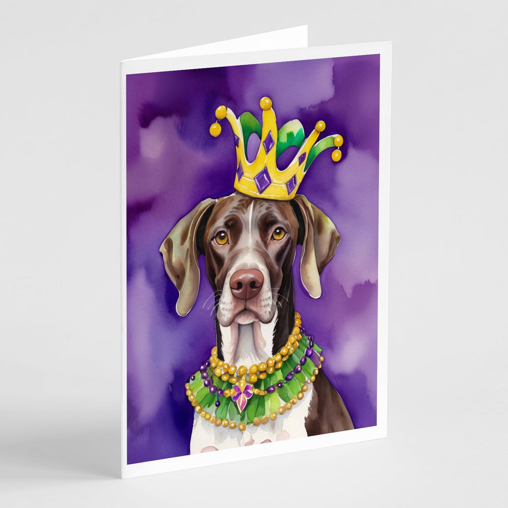 German Shorthaired Pointer King of Mardi Gras Greeting Cards Pack of 8 Blank Cards with Envelopes Whimsical A7 Size 5x7