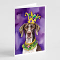 German Shorthaired Pointer King of Mardi Gras Greeting Cards Pack of 8 Blank Cards with Envelopes Whimsical A7 Size 5x7
