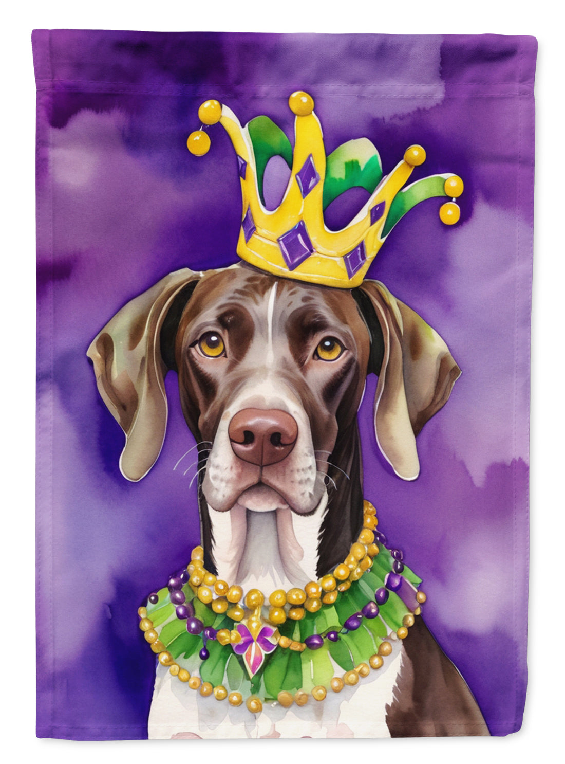 German Shorthaired Pointer King of Mardi Gras Garden Flag Mailbox Decorative Yard Banner Outside Patio Artwork for Flower Beds, Garden Size, Multicolor