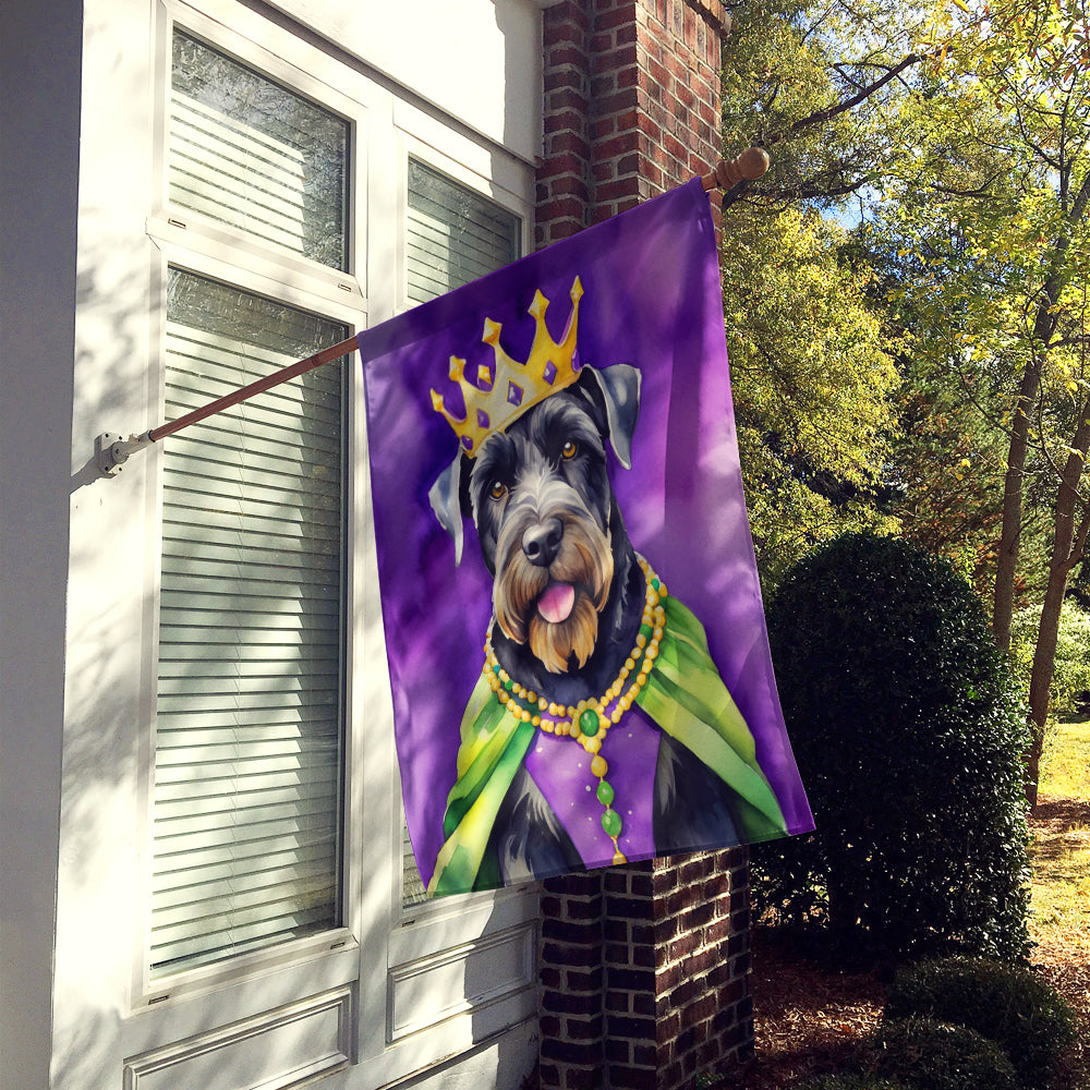 Giant Schnauzer King of Mardi Gras House Flag 28x40 Porch Sleeve Pole Decorative Outside Yard Banner Artwork Wall Hanging, Polyester