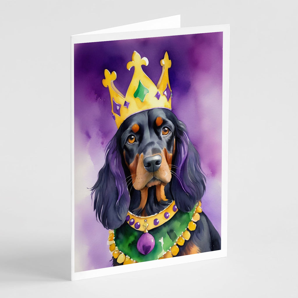 Gordon Setter King of Mardi Gras Greeting Cards Pack of 8 Blank Cards with Envelopes Whimsical A7 Size 5x7
