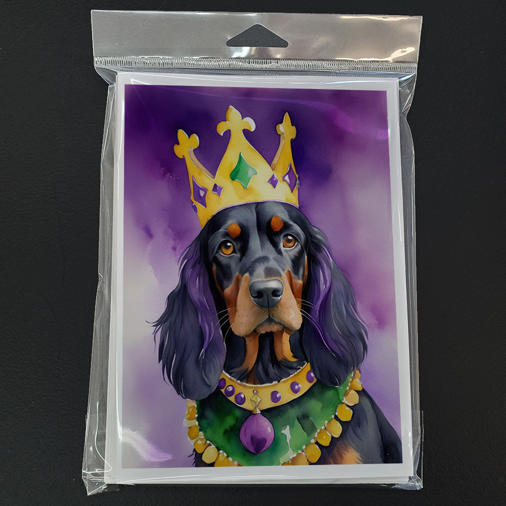 Gordon Setter King of Mardi Gras Greeting Cards Pack of 8 Blank Cards with Envelopes Whimsical A7 Size 5x7