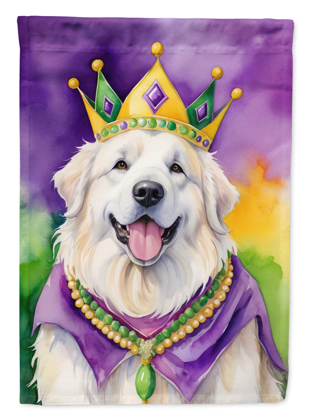 Great Pyrenees King of Mardi Gras Garden Flag Mailbox Decorative Yard Banner Outside Patio Artwork for Flower Beds, Garden Size, Multicolor