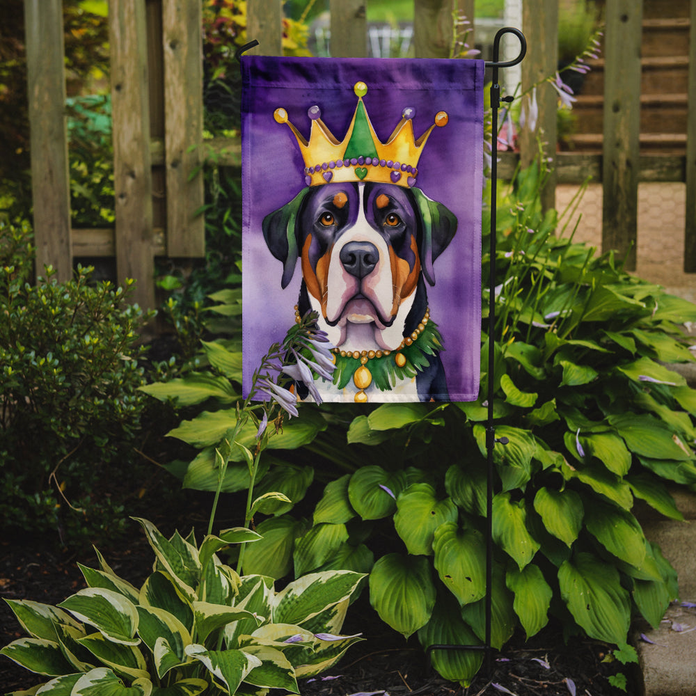 Greater Swiss Mountain Dog King of Mardi Gras Garden Flag Mailbox Decorative Yard Banner Outside Patio Artwork for Flower Beds, Garden Size, Multicolor