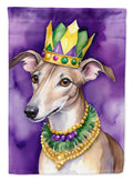 Greyhound King of Mardi Gras House Flag 28x40 Porch Sleeve Pole Decorative Outside Yard Banner Artwork Wall Hanging, Polyester
