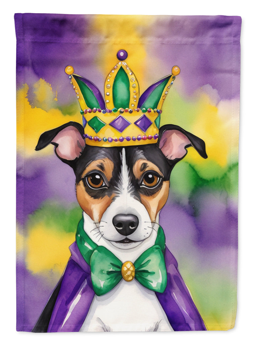 Jack Russell Terrier King of Mardi Gras Garden Flag Mailbox Decorative Yard Banner Outside Patio Artwork for Flower Beds, Garden Size, Multicolor