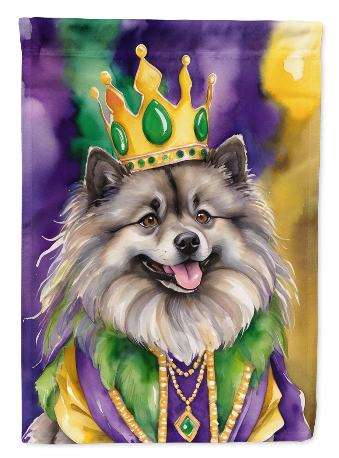 Keeshond King of Mardi Gras Garden Flag Mailbox Decorative Yard Banner Outside Patio Artwork for Flower Beds, Garden Size, Multicolor