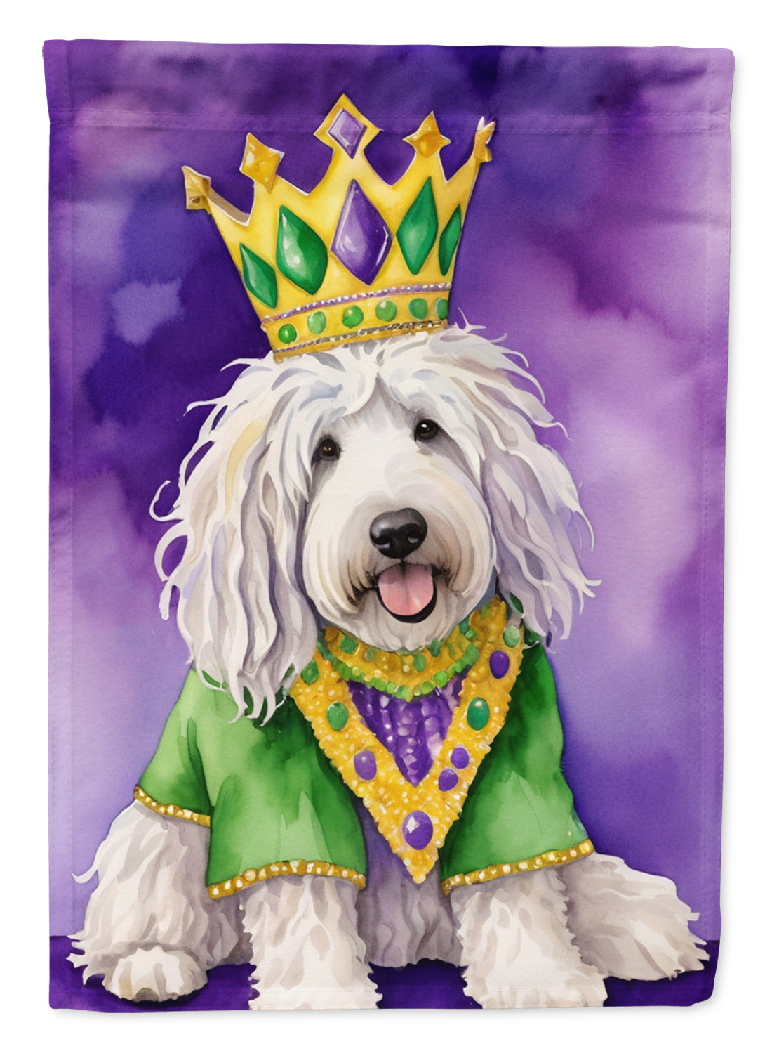 Komondor King of Mardi Gras Garden Flag Mailbox Decorative Yard Banner Outside Patio Artwork for Flower Beds, Garden Size, Multicolor