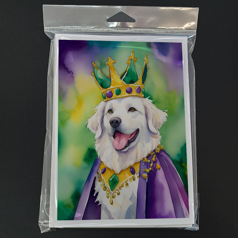 Kuvasz King of Mardi Gras Greeting Cards Pack of 8 Blank Cards with Envelopes Whimsical A7 Size 5x7