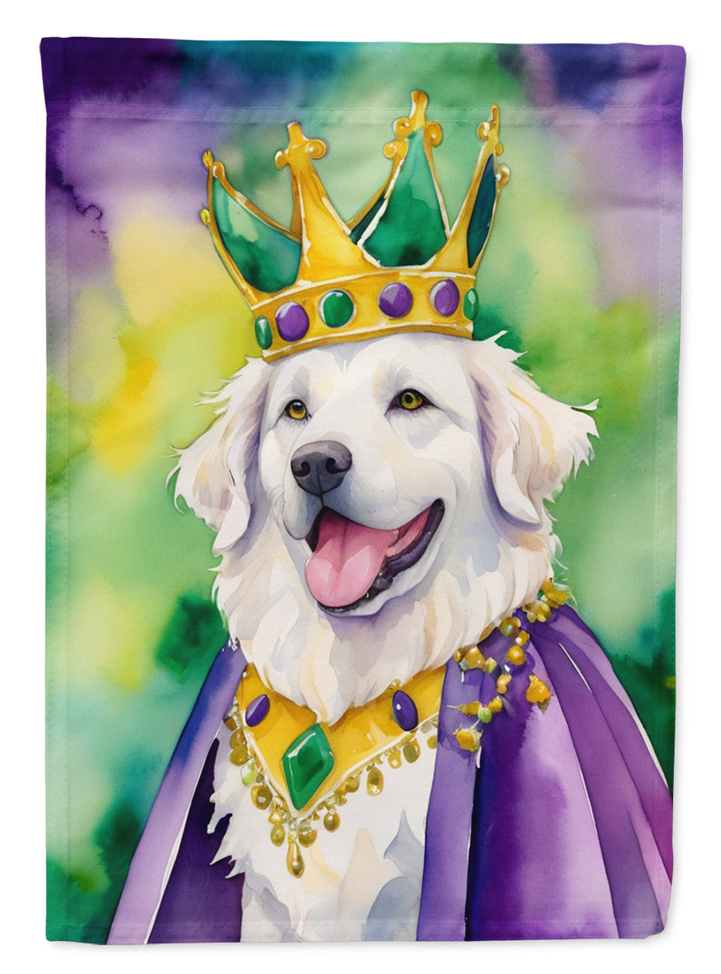 Kuvasz King of Mardi Gras Garden Flag Mailbox Decorative Yard Banner Outside Patio Artwork for Flower Beds, Garden Size, Multicolor