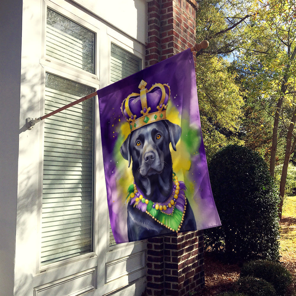 Labrador Retriever King of Mardi Gras House Flag 28x40 Porch Sleeve Pole Decorative Outside Yard Banner Artwork Wall Hanging, Polyester