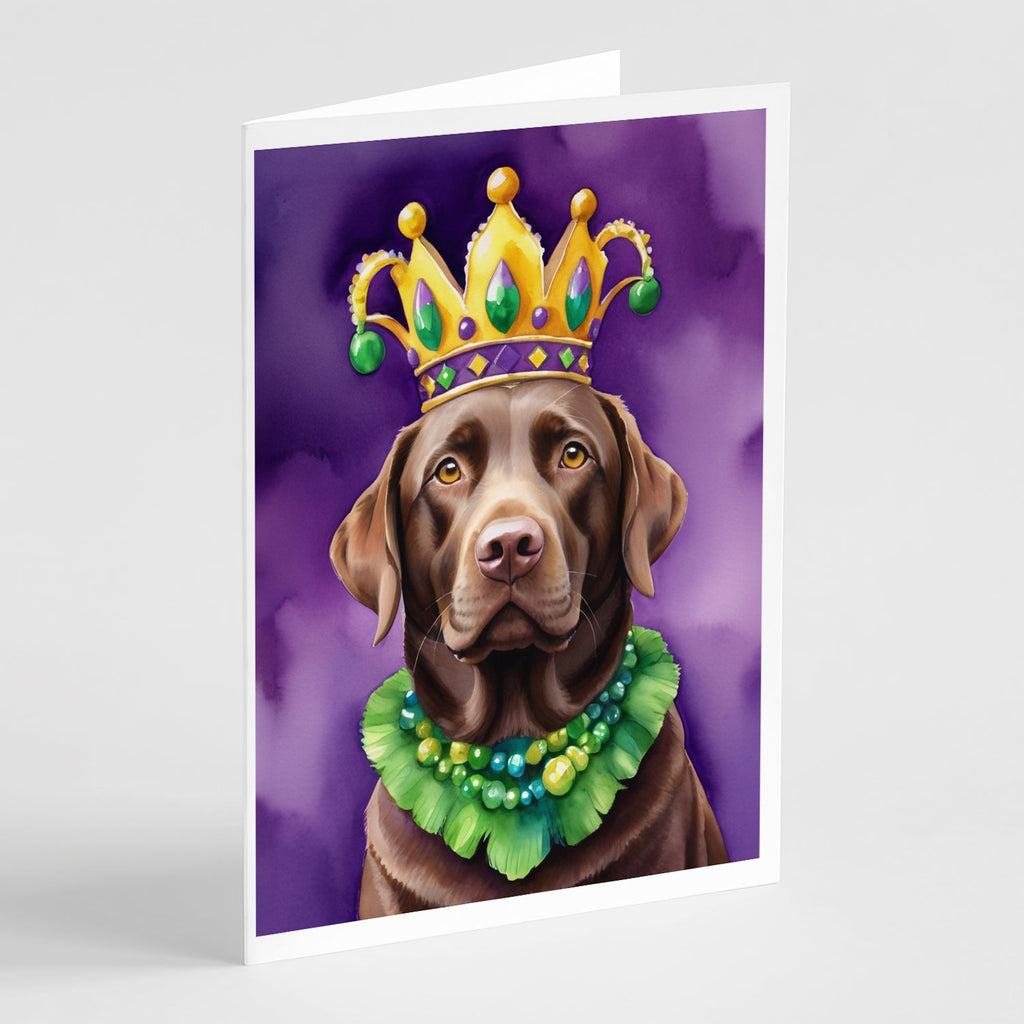 Labrador Retriever King of Mardi Gras Greeting Cards Pack of 8 Blank Cards with Envelopes Whimsical A7 Size 5x7