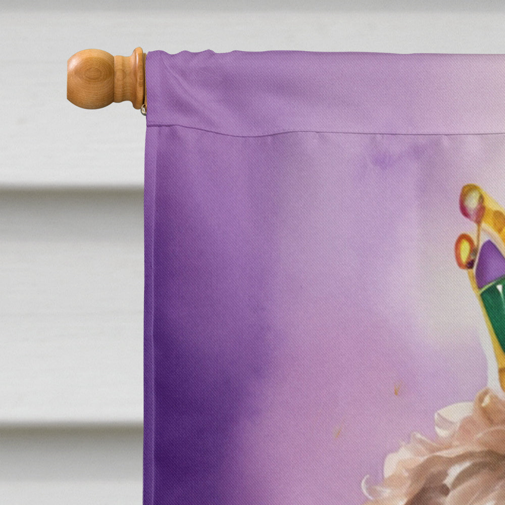 Labradoodle King of Mardi Gras House Flag 28x40 Porch Sleeve Pole Decorative Outside Yard Banner Artwork Wall Hanging, Polyester
