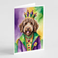 Labradoodle King of Mardi Gras Greeting Cards Pack of 8 Blank Cards with Envelopes Whimsical A7 Size 5x7