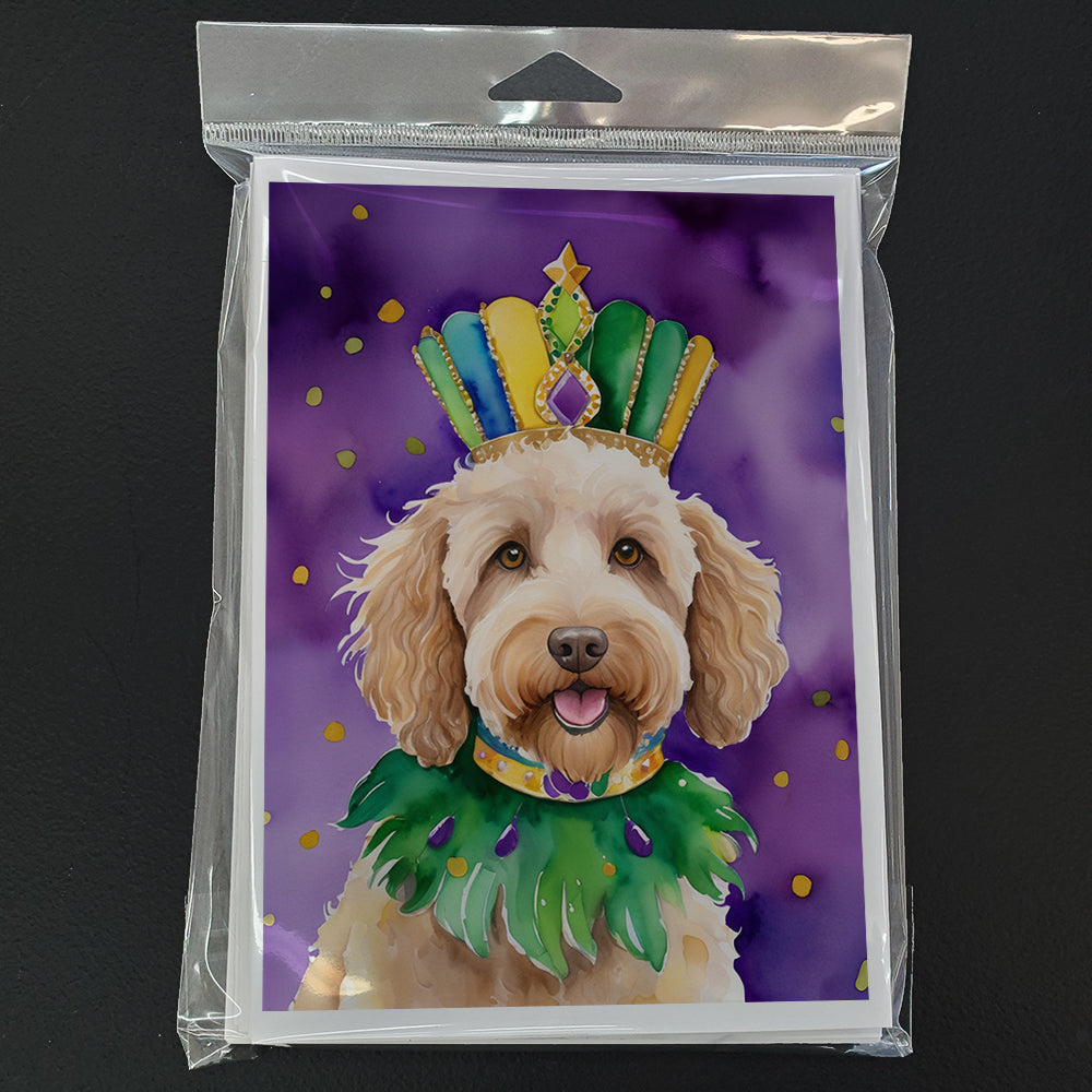 Labradoodle King of Mardi Gras Greeting Cards Pack of 8 Blank Cards with Envelopes Whimsical A7 Size 5x7