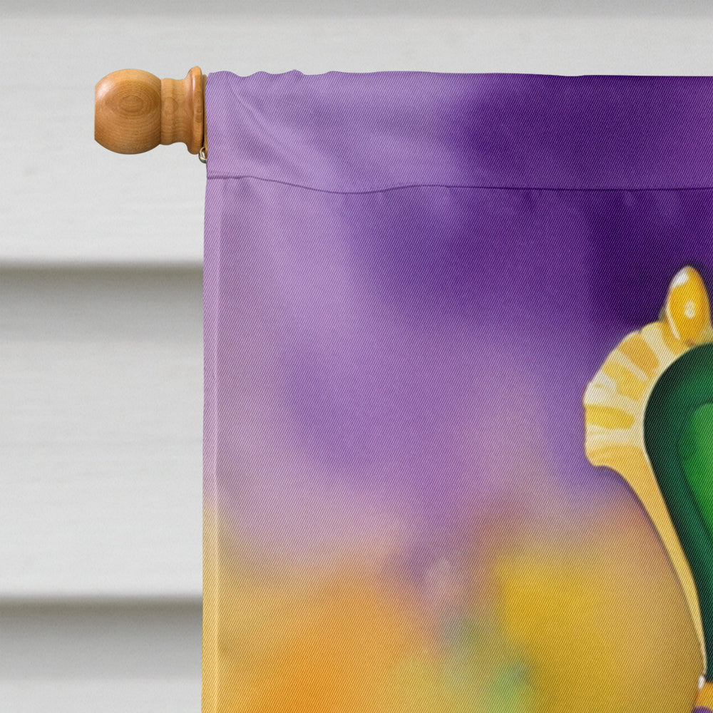 Maltipoo King of Mardi Gras House Flag 28x40 Porch Sleeve Pole Decorative Outside Yard Banner Artwork Wall Hanging, Polyester