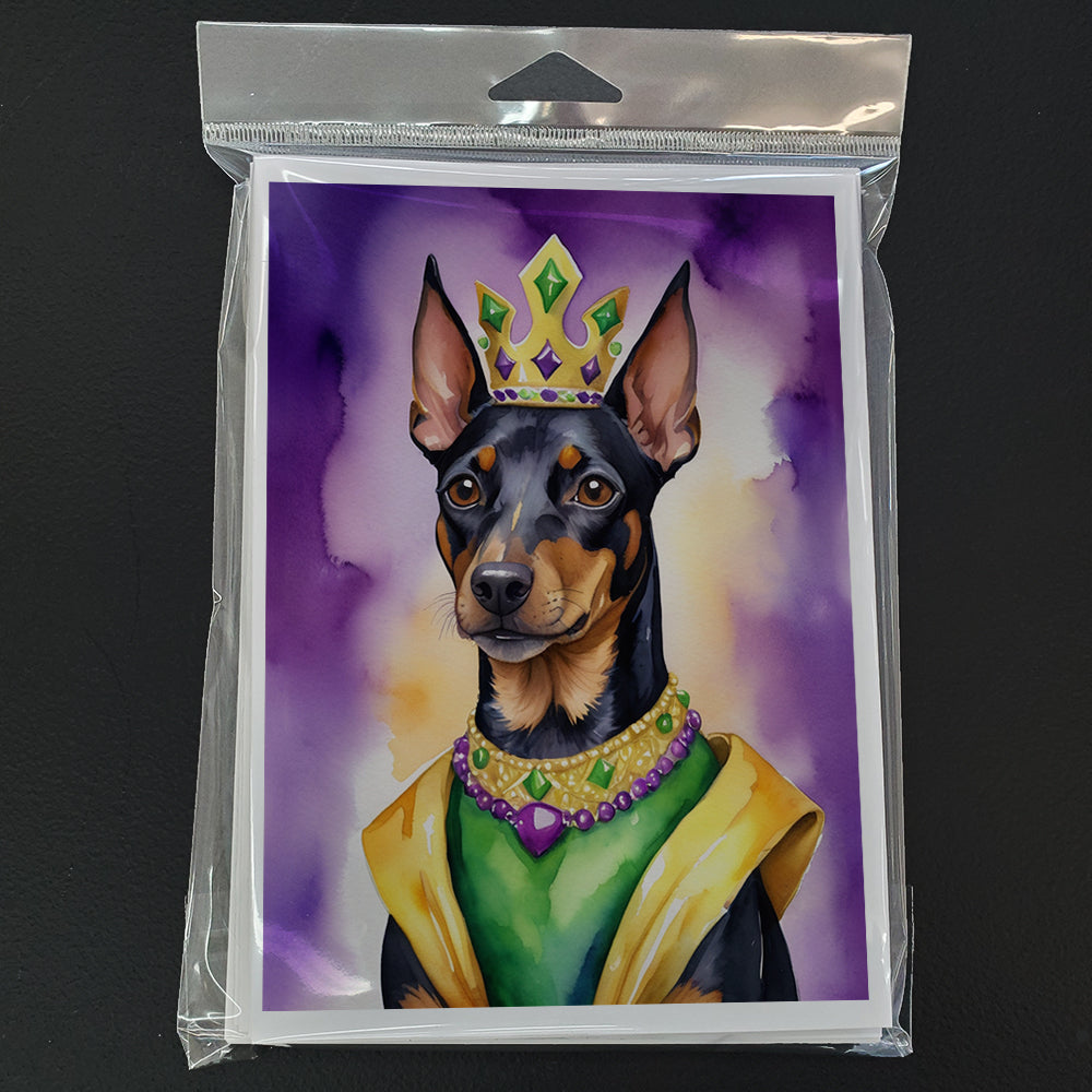 Manchester Terrier King of Mardi Gras Greeting Cards Pack of 8 Blank Cards with Envelopes Whimsical A7 Size 5x7