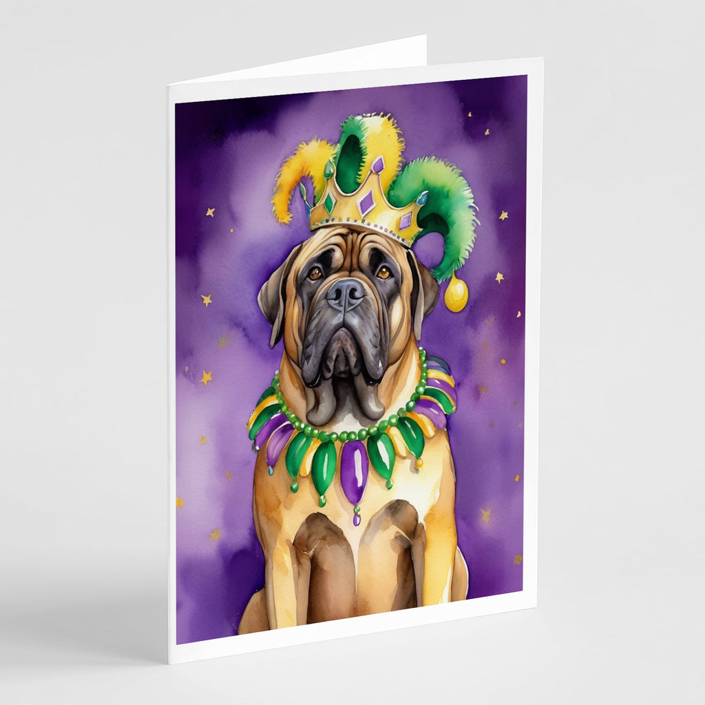 Mastiff King of Mardi Gras Greeting Cards Pack of 8 Blank Cards with Envelopes Whimsical A7 Size 5x7