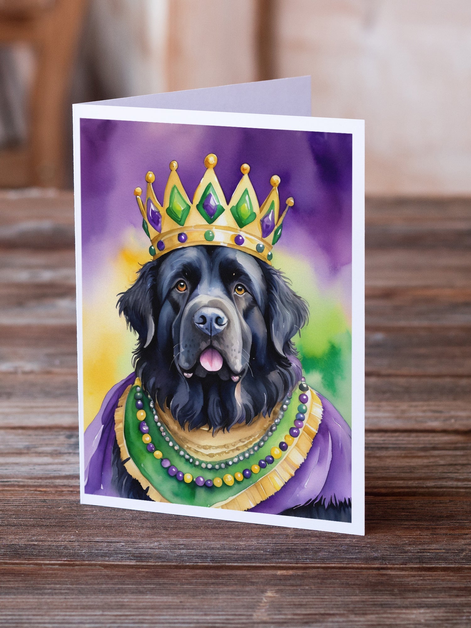 Newfoundland King of Mardi Gras Greeting Cards Pack of 8 Blank Cards with Envelopes Whimsical A7 Size 5x7