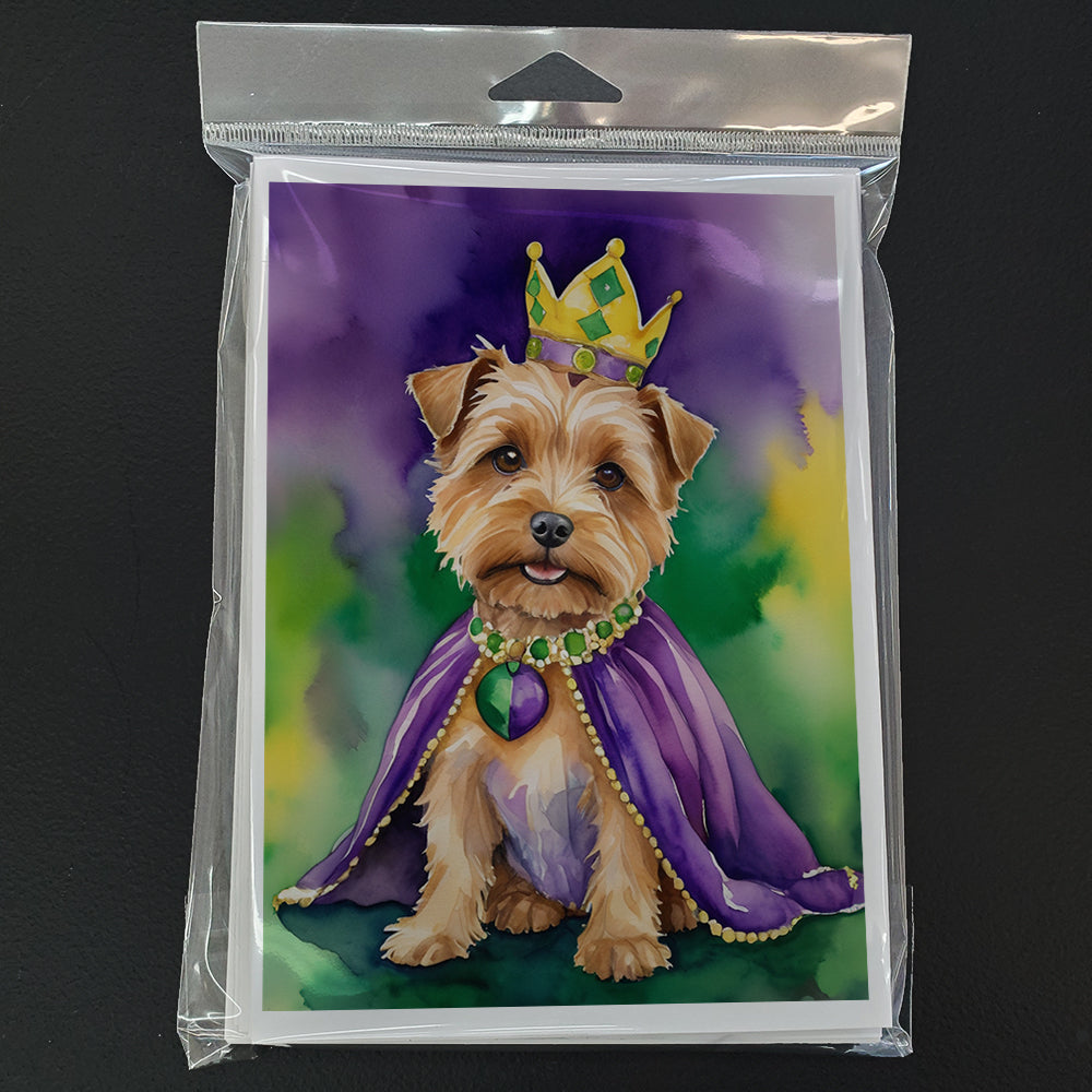 Norfolk Terrier King of Mardi Gras Greeting Cards Pack of 8 Blank Cards with Envelopes Whimsical A7 Size 5x7