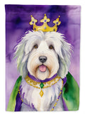 Old English Sheepdog King of Mardi Gras Garden Flag Mailbox Decorative Yard Banner Outside Patio Artwork for Flower Beds, Garden Size, Multicolor