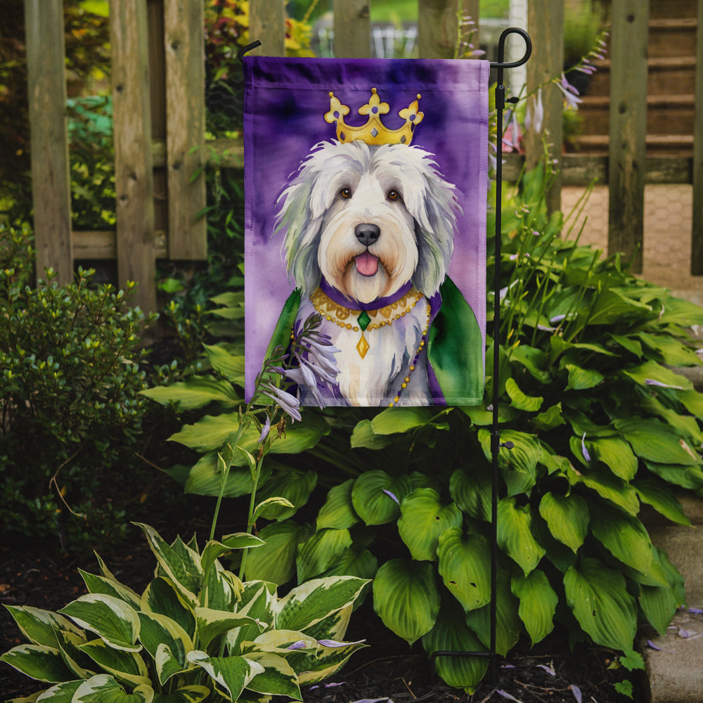 Old English Sheepdog King of Mardi Gras Garden Flag Mailbox Decorative Yard Banner Outside Patio Artwork for Flower Beds, Garden Size, Multicolor