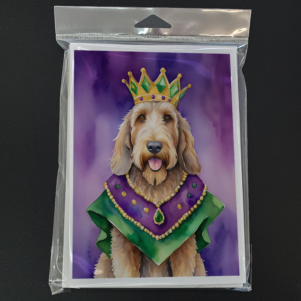 Otterhound King of Mardi Gras Greeting Cards Pack of 8 Blank Cards with Envelopes Whimsical A7 Size 5x7