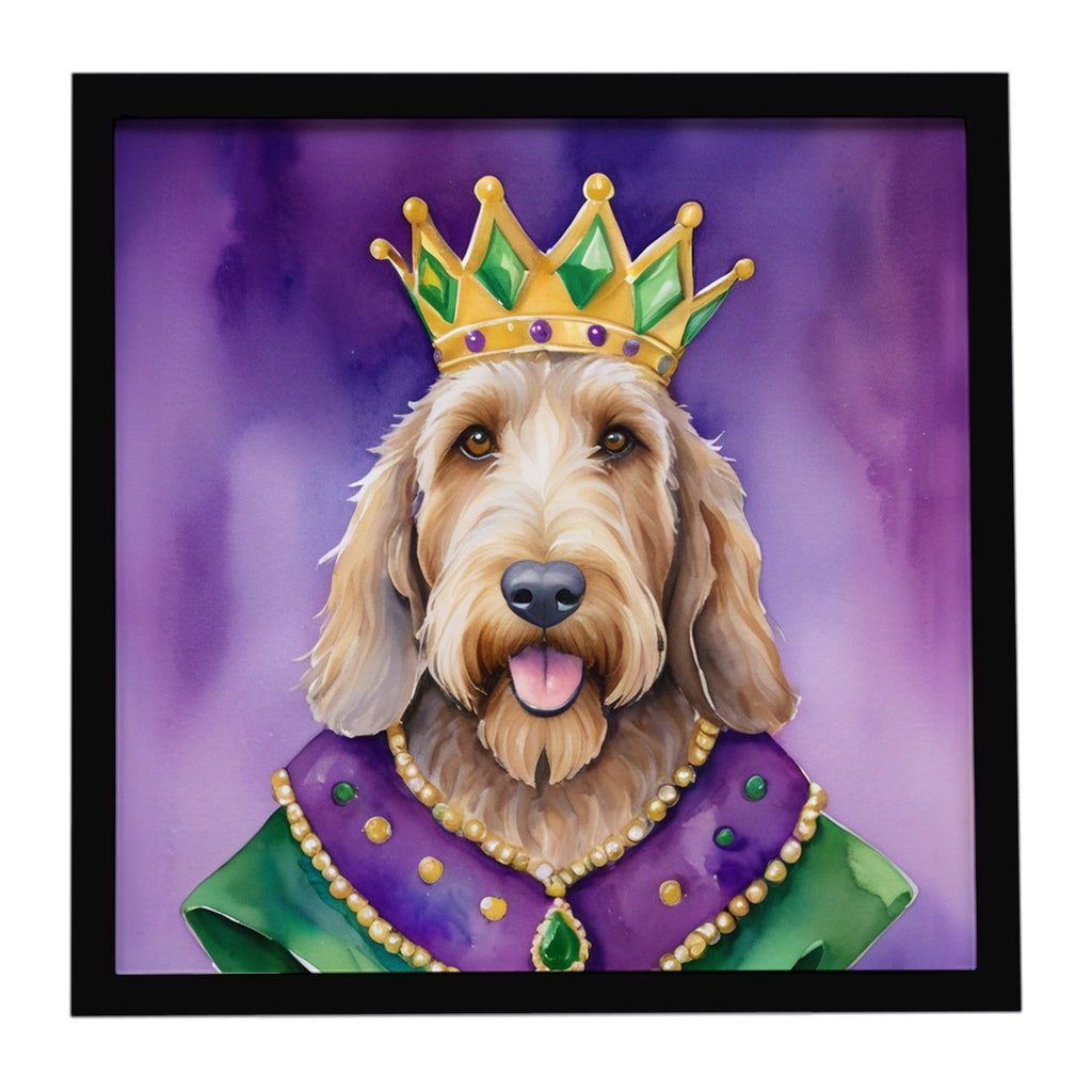 Otterhound King of Mardi Gras Framed Metal Print Bathroom, Kitchen, Office, Home Decor Wall Art Ready to Hang, Square, 8X8