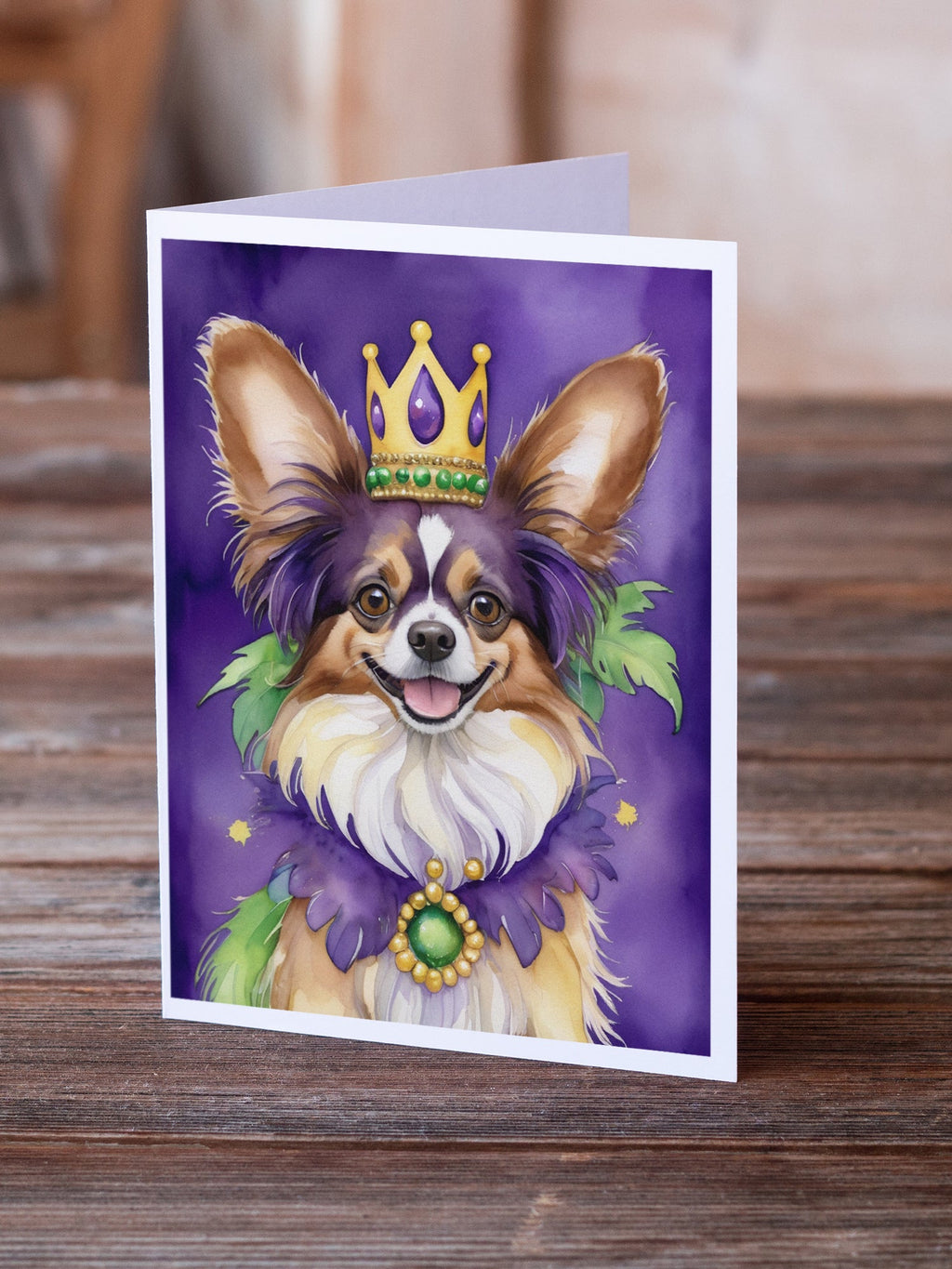 Papillon King of Mardi Gras Greeting Cards Pack of 8 Blank Cards with Envelopes Whimsical A7 Size 5x7