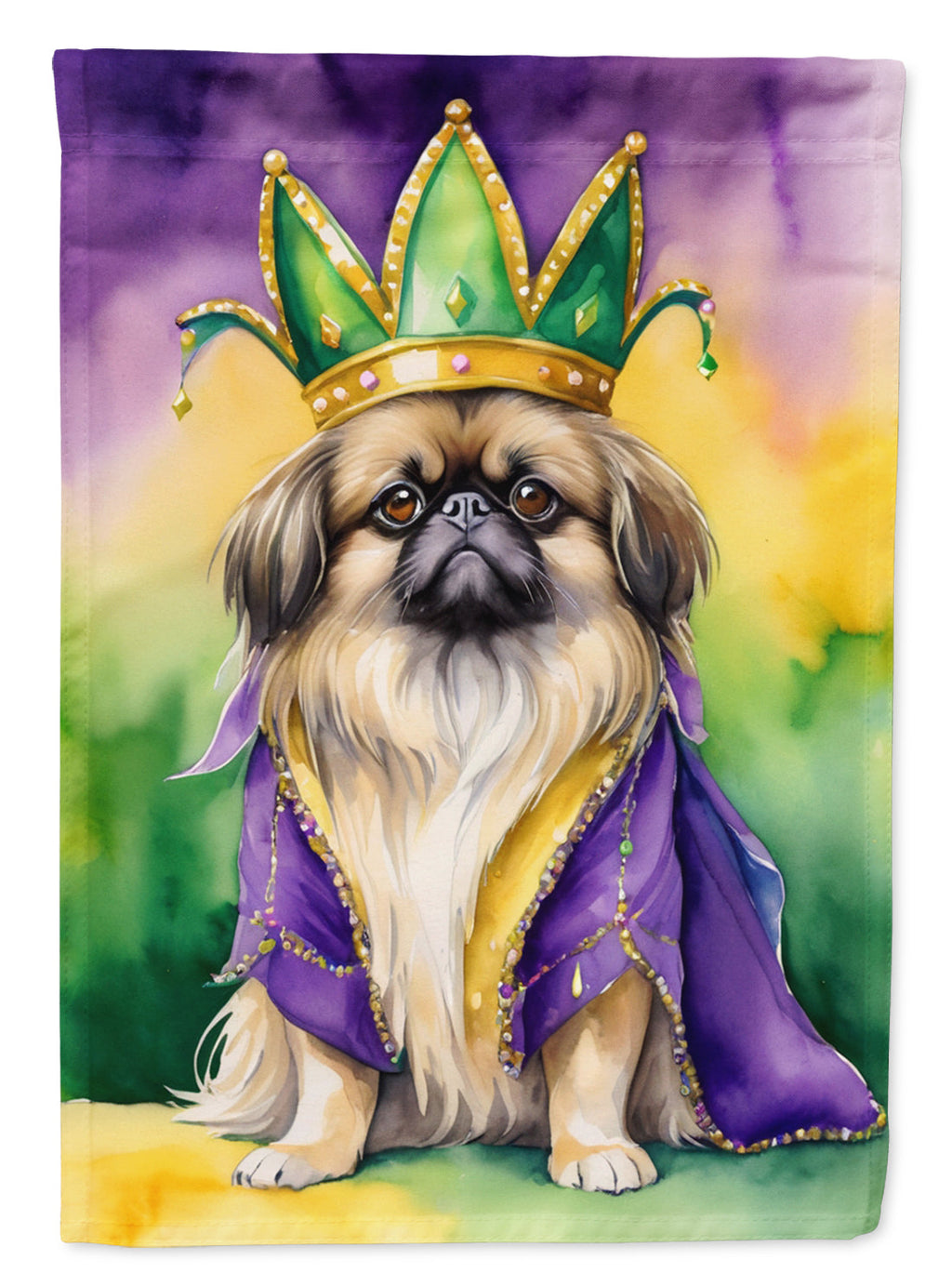 Pekingese King of Mardi Gras Garden Flag Mailbox Decorative Yard Banner Outside Patio Artwork for Flower Beds, Garden Size, Multicolor