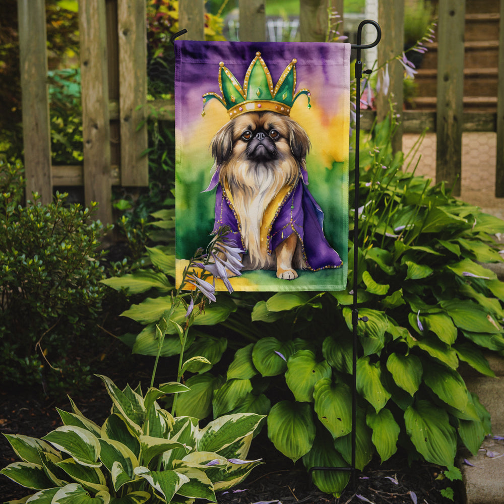 Pekingese King of Mardi Gras Garden Flag Mailbox Decorative Yard Banner Outside Patio Artwork for Flower Beds, Garden Size, Multicolor