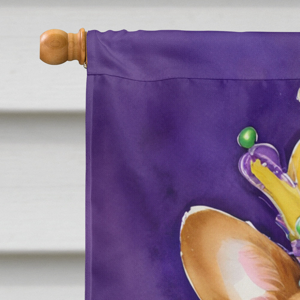 Corgi King of Mardi Gras House Flag 28x40 Porch Sleeve Pole Decorative Outside Yard Banner Artwork Wall Hanging, Polyester