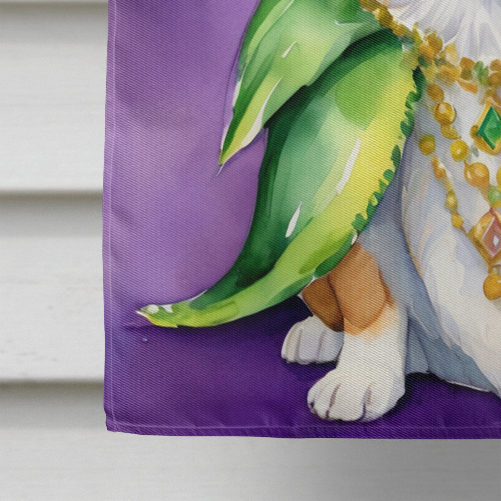 Corgi King of Mardi Gras House Flag 28x40 Porch Sleeve Pole Decorative Outside Yard Banner Artwork Wall Hanging, Polyester