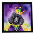 Black Poodle King of Mardi Gras Framed Metal Print Bathroom, Kitchen, Office, Home Decor Wall Art Ready to Hang, Square, 8X8