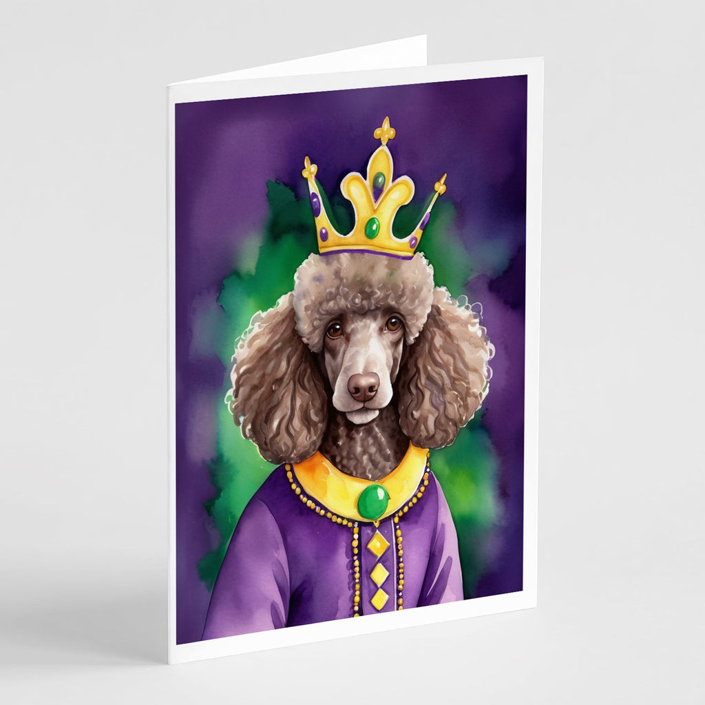 Chocolate Poodle King of Mardi Gras Greeting Cards Pack of 8 Blank Cards with Envelopes Whimsical A7 Size 5x7