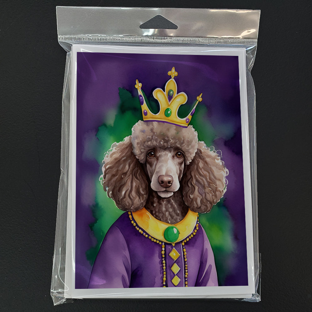 Chocolate Poodle King of Mardi Gras Greeting Cards Pack of 8 Blank Cards with Envelopes Whimsical A7 Size 5x7