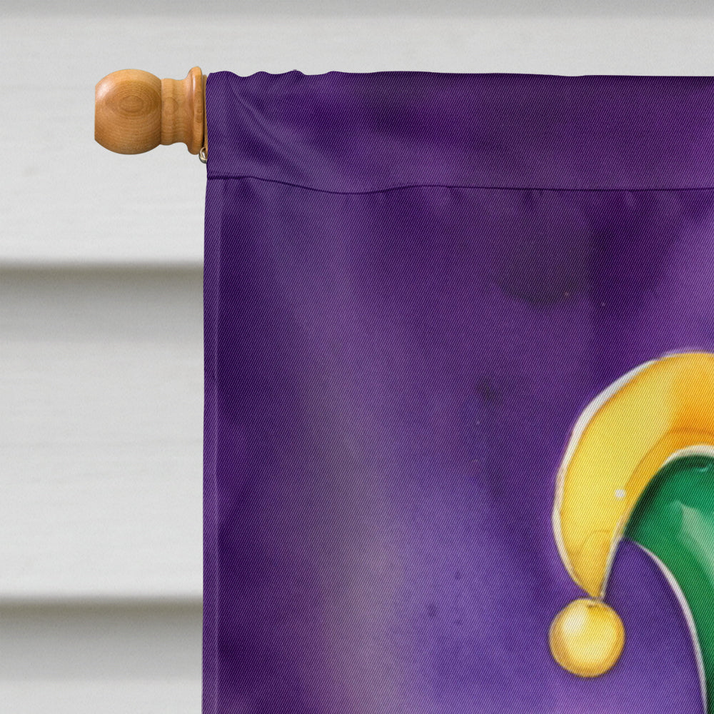 Poodle King of Mardi Gras House Flag 28x40 Porch Sleeve Pole Decorative Outside Yard Banner Artwork Wall Hanging, Polyester