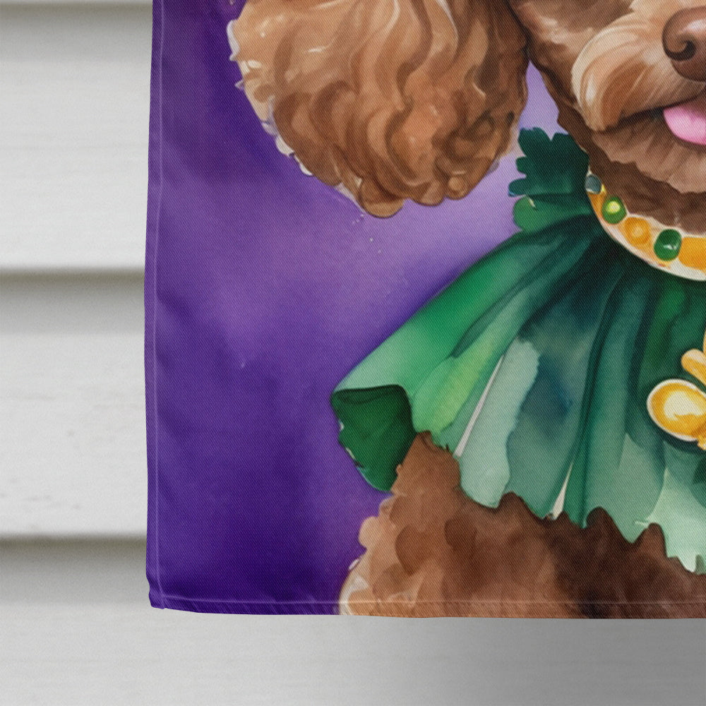 Poodle King of Mardi Gras House Flag 28x40 Porch Sleeve Pole Decorative Outside Yard Banner Artwork Wall Hanging, Polyester